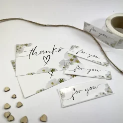 5 - 100 Stück Dankeskarte GELB Paketbeileger A6 schlichte Danksagungskarten Blümchen floral beschriftbar Karten