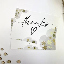 5 - 100 Stück Dankeskarte GELB Paketbeileger A6 schlichte Danksagungskarten Blümchen floral beschriftbar Karten