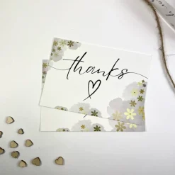 5 - 100 Stück Dankeskarte GELB Paketbeileger A6 schlichte Danksagungskarten Blümchen floral beschriftbar Karten