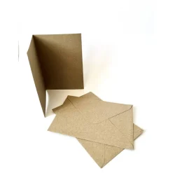 3 - 50 Stück Karten wahlweise mit Umschlag Klappkarten aus Kraftpapier braun