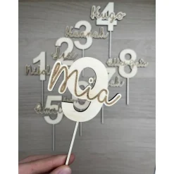 1-99 | Caketopper Holz | Zahl mit Name | Geburtstag personalisiert