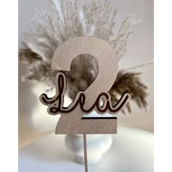 1-99 | Caketopper Holz | Zahl mit Name | Geburtstag personalisiert