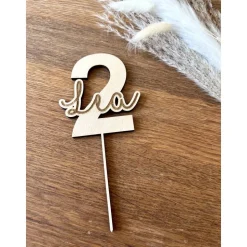 1-99 | Caketopper Holz | Zahl mit Name | Geburtstag personalisiert