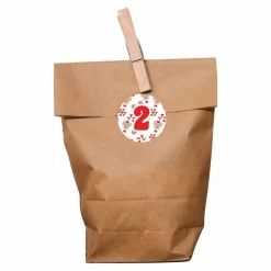 24 Adventskalender Zahlen Aufkleber ROT/BEIGE - rund 4 cm Ø - Sticker Weihnachten zum basteln dekorieren DIY