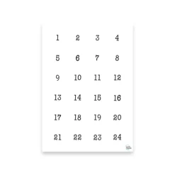 24 Adventskalender Zahlen, Stempel Schrift | Runde Aufkleber Adventskalender minimalistisch