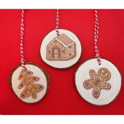 3 Anhänger aus Holzscheiben, Lebkuchen, Weihnachten, Winter