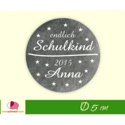 15 Aufkleber | endlich Schulkind - Sternchen -  personalisierbar | Schulanfang, Schulkind, Aufkleber zur Einschulung mi