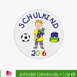 15 Aufkleber | "Schulkind" - Junge mit Zuckertüte | Schulanfang, Aufkleber zur Einschulung mit Schultüte