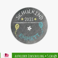 15 Aufkleber | Schulkind - Luftballon - personalisierbar | Schulanfang, Tafeloptik