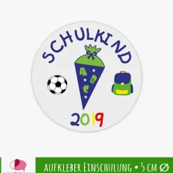 15 Aufkleber | "Schulkind" - Schultüte blau | Schulanfang, Aufkleber zur Einschulung mit Zuckertüte