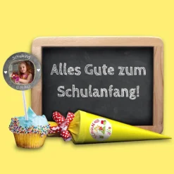 15 Aufkleber | Schulkind - Sternchen - mit Foto personalisierbar | Schulanfang, Aufkleber zur Einschulung mit Tafeloptik