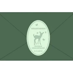 18 Babyaufkleber zur Geburt | Kleines Rehkitz mit Schmetterlingen & Herzchen