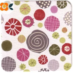 10 Bierdeckel Abstrakte Knöpfe, farbige, verzierte Dots im 60er Jahre Design