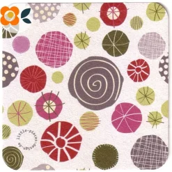 10 Bierdeckel Abstrakte Knöpfe, farbige, verzierte Dots im 60er Jahre Design