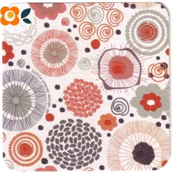 10 Bierdeckel Hippie Scandi Blumenmix, 60er Flower-Power Phantasieblumen