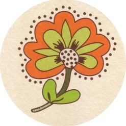 10 Bierdeckel Retroblume, fliegende 70er Jahre Phantasieblume mit großer Blüte