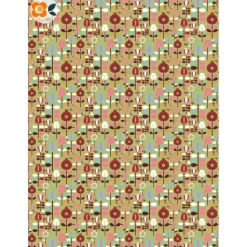 10 Bogen Geschenkpapier Garten der Siebziger, floral & neutral, mit Frühlingsblumen im Retrodesign