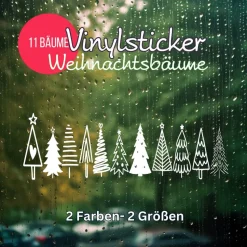 11 Bäume Weihnachten Fensteraufkleber Weihnachtsbäume Weihnachtsdeko Fensterbild Aufkleber Sticker Tannenbäume für Glas