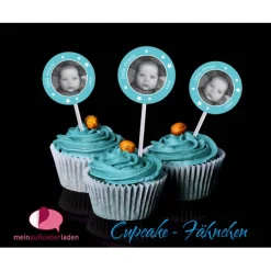 24 Cupcake Deko Aufkleber | Little Prince - Sternchen blau - personalisierbar mti eigenem Foto
