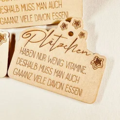 3 Deko-Anhänger Plätzchen, Holz, Geschenkanhänger