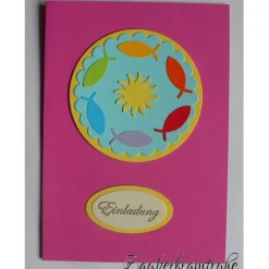 10 DIY-Karten Einladung zur Kommunion mit Sonne und Fischen zum selber basteln