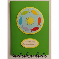 10 DIY-Karten Einladung zur Kommunion mit Sonne und Fischen zum selber basteln