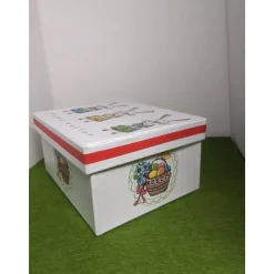 " Drei Osterhasen - Happy Easter ", Geschenkkarton mit Serviettenmotiv