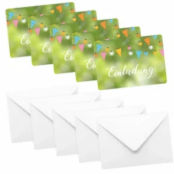 10 Einladungskarten Grillparty Gartenparty inkl. 10 Briefumschlägen