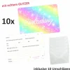10 Einladungskarten Regenbogen bunt GLITZER inkl. 10 transparenten Briefumschlägen Kindergeburtstag Einladung Mä