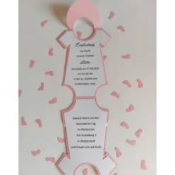 10 Einladungskarten zur Taufe, Babybody-Karten zum aufklappen