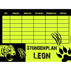 3 er Schulset - NEON | A4 Stundenplan + Lernposter: Tiger - wiederbeschreibbar