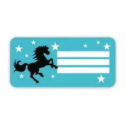 4 er Set  A4 Stundenplan + Lernposter + Heftaufkleber  | Wildpferd - türkis