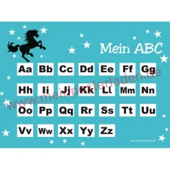 4 er Set  A4 Stundenplan + Lernposter + Heftaufkleber  | Wildpferd - türkis