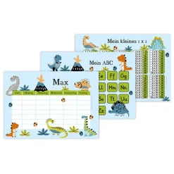 3 er Set  A4 Stundenplan + Lernposter  | Kleine Dinos - blau