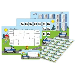 4 er Set  A4 Stundenplan + Lernposter + Heftaufkleber  | Polizei