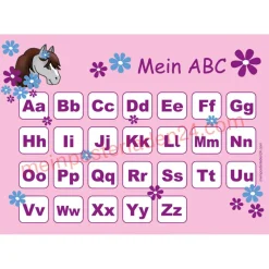 4 er Set  A4 Stundenplan + Lernposter + Heftaufkleber  | Pony Blumen - rosa