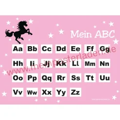 4 er Set  A4 Stundenplan + Lernposter + Heftaufkleber  | Wildpferd - rosa