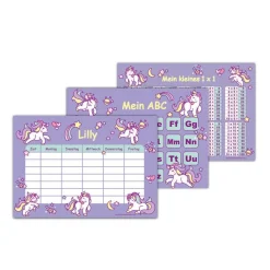 3 er Set  A4 Stundenplan + Lernposter  | Einhorn - lila