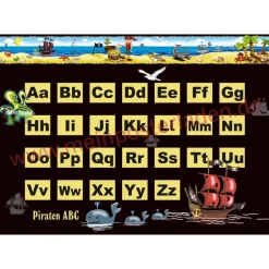 4 er Set  A4 Stundenplan + Lernposter + Heftaufkleber  | Pirat - gelb