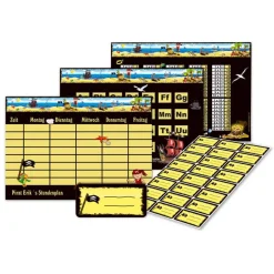 4 er Set  A4 Stundenplan + Lernposter + Heftaufkleber  | Pirat - gelb