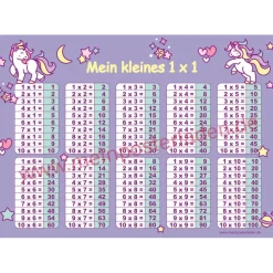 4 er Set  A4 Stundenplan + Lernposter + Heftaufkleber  | Einhorn - lila