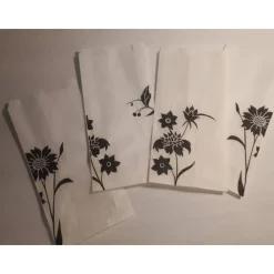 11 er Set Geschenktüten " Blumen schwarz auf weiß "