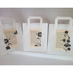 3 er Set Geschenktüten mit alter Buchseite 