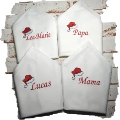 4 er Set Stoffservietten mit Namen für Weihnachten