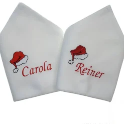 4 er Set Stoffservietten mit Namen für Weihnachten