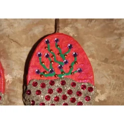 2 er-Set Ostereier BÄUMCHEN Collage Acrylmalerei auf einem flachen Pappmachè-Ei Künstler-Ei Osterei