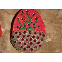 2 er-Set Ostereier BÄUMCHEN Collage Acrylmalerei auf einem flachen Pappmachè-Ei Künstler-Ei Osterei