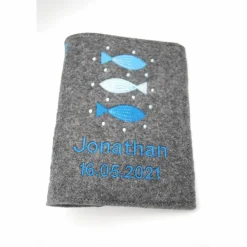 3 Fische Gebetbuch Hülle Geschenk Kommunion Firmung Rosenkranz religiös personalisier