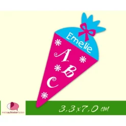 24 Formaufkleber | Schultüte - pink blau - personalisierbar | Namensaufkleber für den Schulanfang