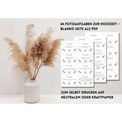 64 Fotoaufgaben zur Hochzeit als PDF Download | leere Blanko Seiten zum selbst drucken | Last Minute Hochzeitsidee | Hoc
